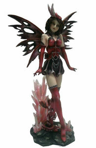 Dark Gothic Fairy and Dragon Companion Figurine Fantasy Fairies Figure Sculpture