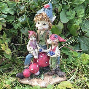 Pixie Family Sculpture Garden Ornament Pixies Statue Lawn Decoration-OsirisTradingUK