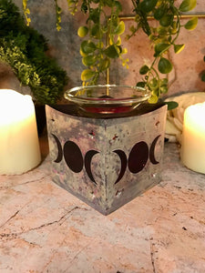Soapstone Triple Moon Goddess Oil Burner Aromatherapy Wicca Pagan Decor-OsirisTradingUK