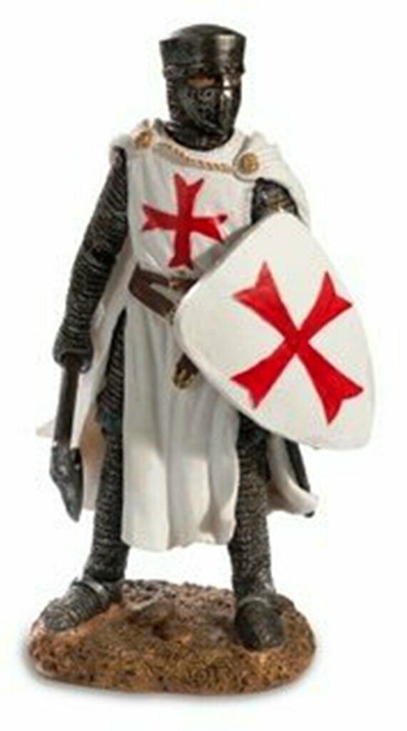 Templar Knight Standing With Hatchet & Shield Figurine Statue Crusader Ornament