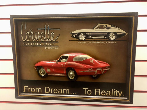 Corvette Sting Ray American Nostalgia Large Framed Art Print Man Cave Shed-OsirisTradingUK