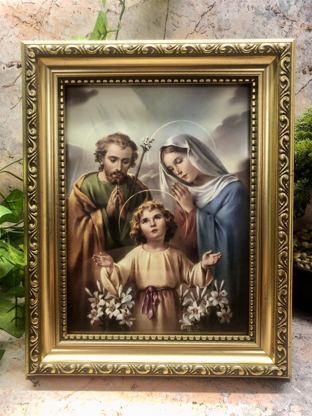 Framed Picture Holy Family Jesus Mary Joseph Christianity Religious Wall Decor