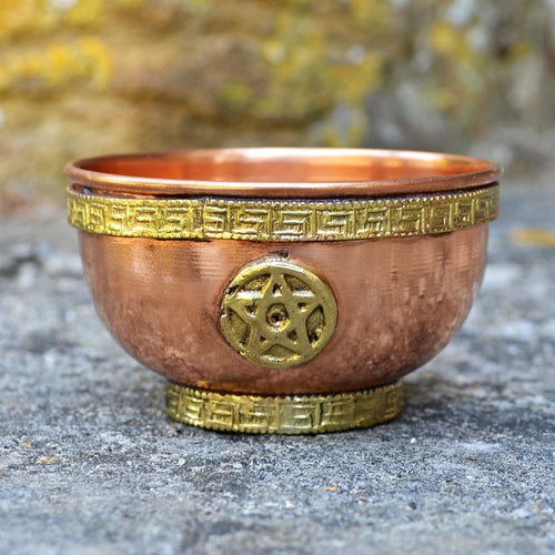 Copper Bowl Pentagram Wiccan Supplies Potions Pagan Gift Altar Decoration-OsirisTradingUK