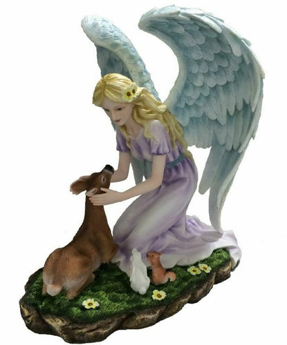 Large Angel and Woodland Companions Sculpture Statue Mythical Creatures Ornament-OsirisTradingUK