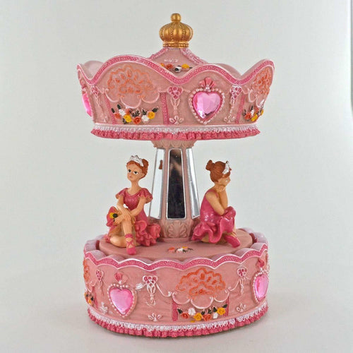 Baby Girl Pink Musical Ballerina Carousel Music Box Ornament-OsirisTradingUK