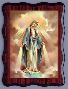 Our Lady Miraculous Mary Laminated Hanging Picture Wooden Plaque