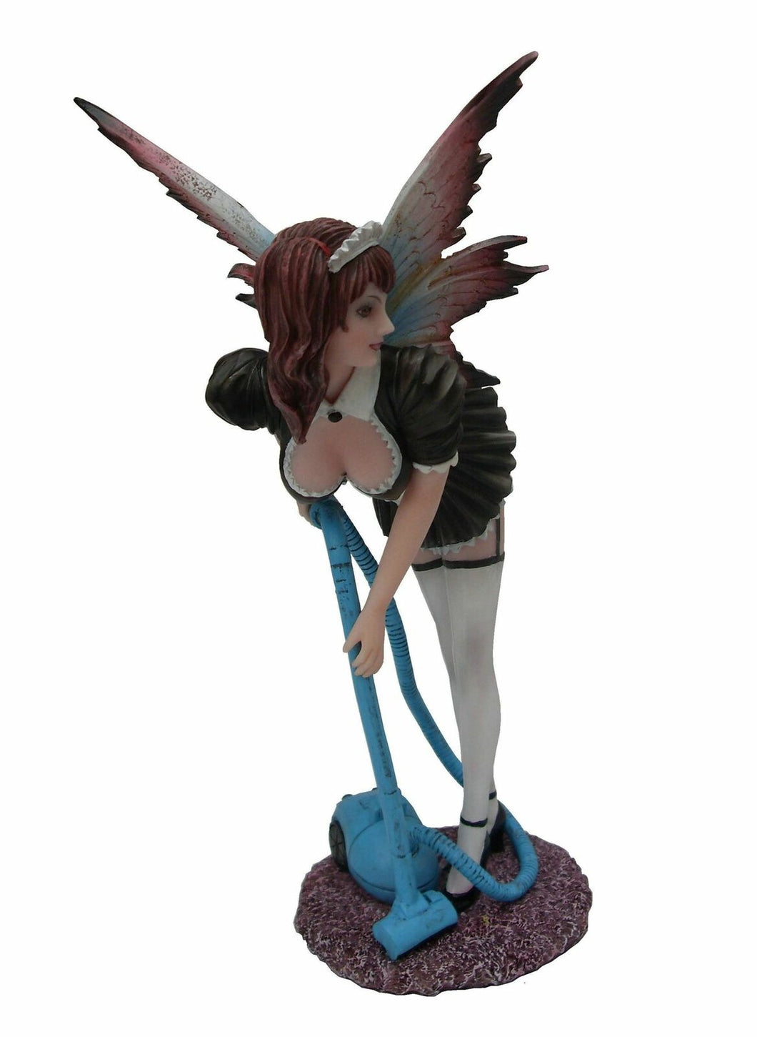 Seductive Fairy French Maid Hoovering Figurine Statue Ornament