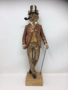 Gentleman Fox Statue Vintage Clothing Style Novelty Steampunk Dapper Animals