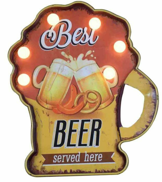 Vintage Metal 3D LED Logo Sign Pub Man Cave Wall Beer Lager Plaque Decoration