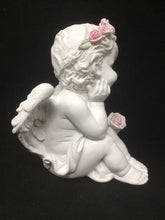Load image into Gallery viewer, Cherub with Rose Sculpture Peaceful Angel Ornament Angel Statue Decoration
