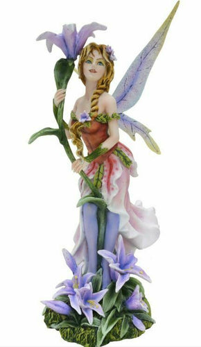 Fairy Resting on Flower Figurine Fantasy Fairies Figure Mythical Sculpture-OsirisTradingUK