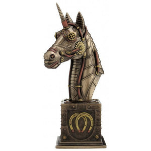 Steampunk Unicorn Bust Antique Effect Bronze Effect  Statue Sculpture