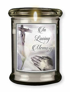 LED Memorial Grave Light in Glass Jar In Loving Memory