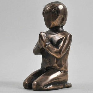 Abstract Praying Boy Bronze Sculpture Religious Gifts Small Statue Figure