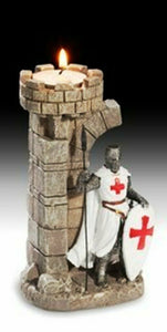 Templar Knight with Spear Candle Holder Figurine Statue Crusader Ornament