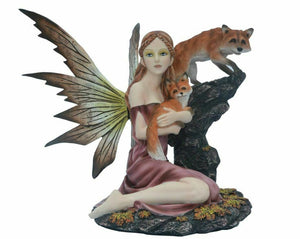 Large Fairy and Fox Companion Sculpture Statue Mythical Creatures Figure Gift