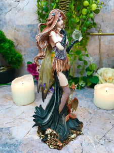 Dragon and Fairy with Crystal Ball Enchantress Figurine Statue Ornament Gift-OsirisTradingUK