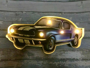 Vintage Metal 3D LED Logo Sign Muscle Car Man Cave Wall Plaque Workshop Decor