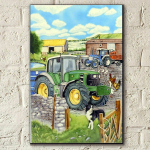 John Deere Tractor Decorative Ceramic Tile 8 x 12 Wall Plaque Farm Art Gift
