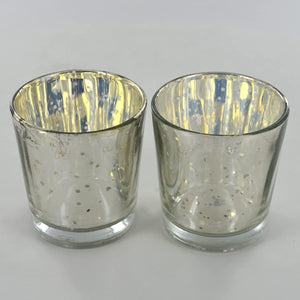 Hand Made Silver Votive Set of 2 Home Decoration Candle Holders-OsirisTradingUK