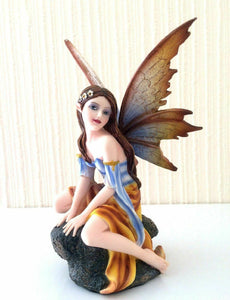 Flower Fairy Resting on Rock Figurine Statue Ornament-OsirisTradingUK