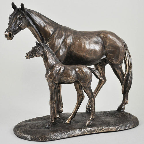 Harriet Glen Bronze Effect Mare Foal Horse Sculpture Statue-OsirisTradingUK