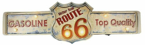 Vintage Metal 3D LED Logo Sign Route 66 Garage Man Cave Wall Plaque Decoration-OsirisTradingUK