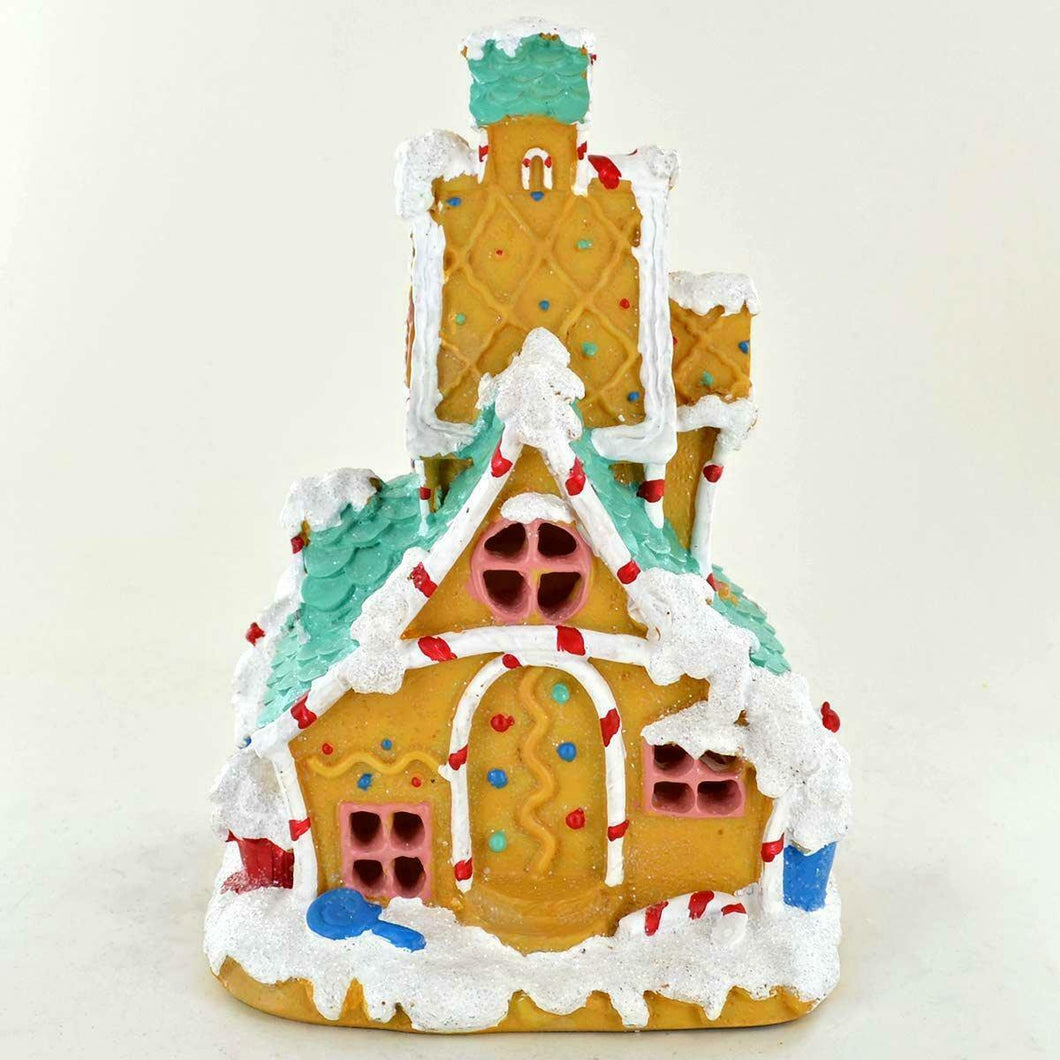 Christmas Gingerbread House with LED Lights Ornament Figures for Xmas Display