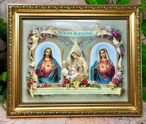 Framed Picture Room Blessing Jesus and Mary Christianity Religious Freestanding-OsirisTradingUK