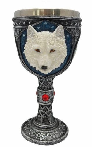 White Ghost Wolf Chalice Wine Goblet Wiccan Altar Spiritual Snow Wolf Ornament-OsirisTradingUK