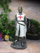 Load image into Gallery viewer, Templar Knight Standing with Sword &amp; Shield Statue Ornament Medieval Gift
