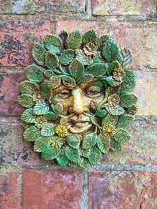 Large Spring Green Man Pagan Garden Wall Plaque Wiccan Decoration