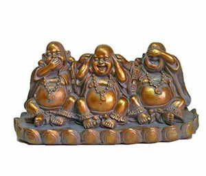 Antique Effect Three Wise Lucky Happy Buddha Ornament Feng Shui Statue
