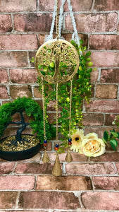 Tree of Life Brass Windchime Pagan Garden Ornament Wiccan Celtic Decoration-OsirisTradingUK