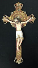 Load image into Gallery viewer, Gold Effect Crucifix Hanging Cross Resin Corpus Jesus Christ Religious Ornament
