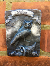 Load image into Gallery viewer, Mabon Owl Sabbat Silver Coloured Wall Plaque Pagan Wiccan Sculpture Ornament-OsirisTradingUK
