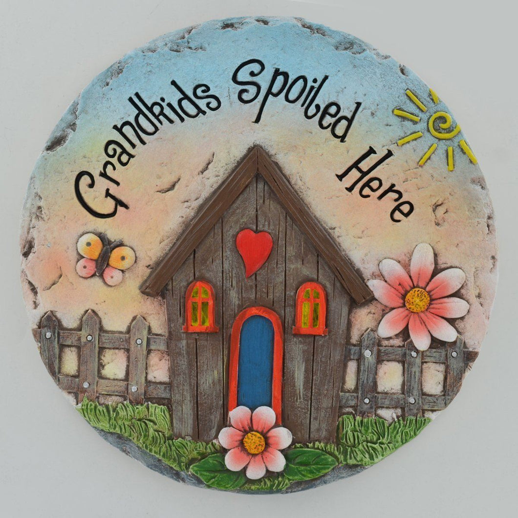 Grandkids Spoiled Here Stepping Stone Wonderful Garden Ornament Wall Plaque Gift-OsirisTradingUK