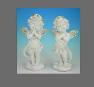 Pair of Guardian Angel Figurine Cherubs  Statue Ornament Sculptures Gift