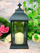 Load image into Gallery viewer, Flameless Lantern Grave Decoration Memorial Ornament with Cross
