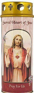Sacred Heart of Jesus Pillar Candle with Gold Foil Highlights Graveyard Candle