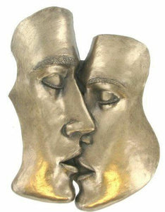 The Kiss Bronze Effect Lovers Wall Plaque Sculpture Decoration 26 cm