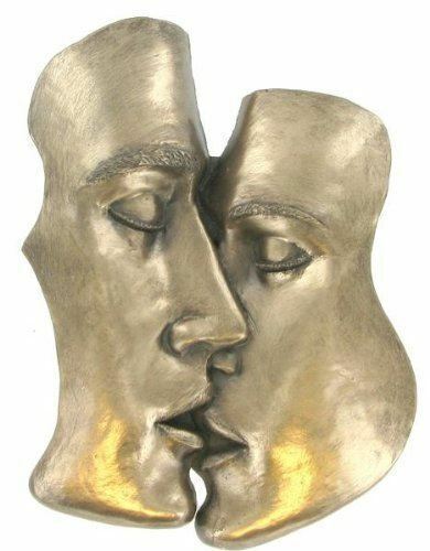 The Kiss Bronze Effect Lovers Wall Plaque Sculpture Decoration 26 cm-OsirisTradingUK