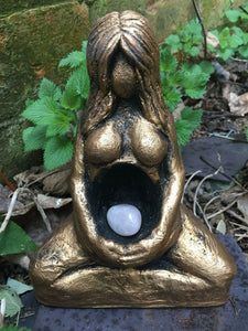 Mother Earth Gaia Statue Pagan Goddess Altar Gold Effect Ornament Wiccan Garden-OsirisTradingUK