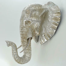 Load image into Gallery viewer, Elephant Head Wall Plaque Silver Effect Sculpture Home Decoration Ornament
