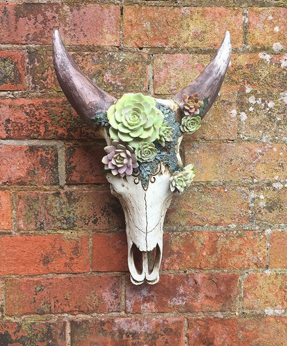 Floral Vintage Style Bison Skull Wall Plaque Cow Animal Skulls Range-OsirisTradingUK