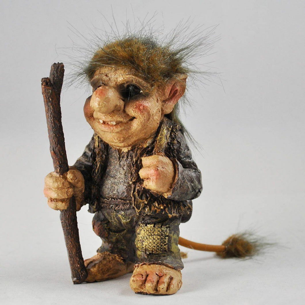 Troll Holding Walking Stick Sculpture Gift Ornament Home Fantasy Home Decor