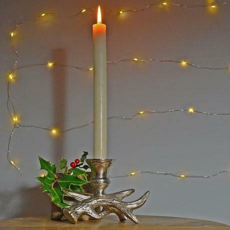 Silver Antler Candle Holder Winter Stag Deer Decoration-OsirisTradingUK