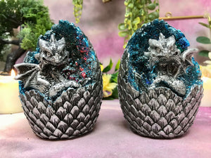 Set of Two Dragons Crystal Fantasy Sculpture Mythical Statue Ornament Gift-OsirisTradingUK