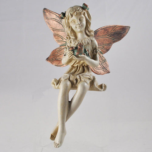 Forest Fairy Shelf Sitter with Bird White Sculpture Figurine Garden Home Decor-OsirisTradingUK