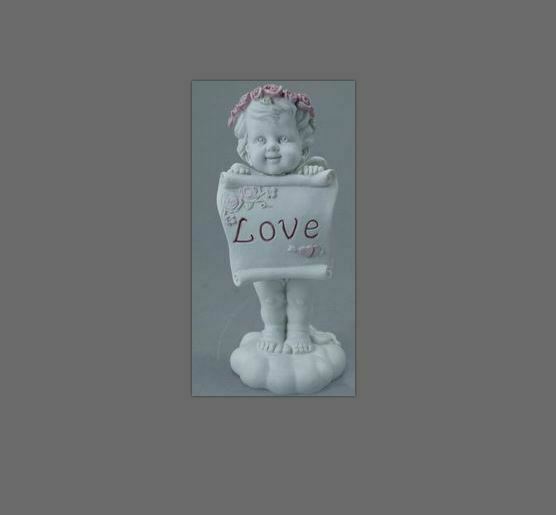 Guardian Angel Figurine Cherub Holding Love Sign Statue Ornament Sculpture Gift